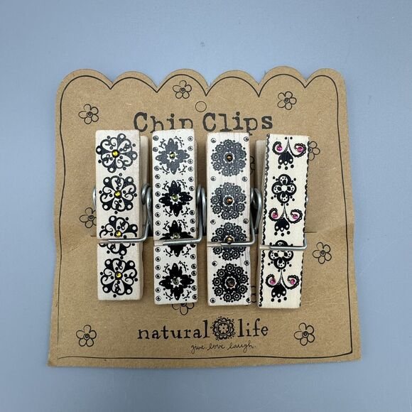 Natural Life Chip Clips Floral Magnetic Clothes Pins for Chips Rhinestones 4 New - Picture 1 of 4